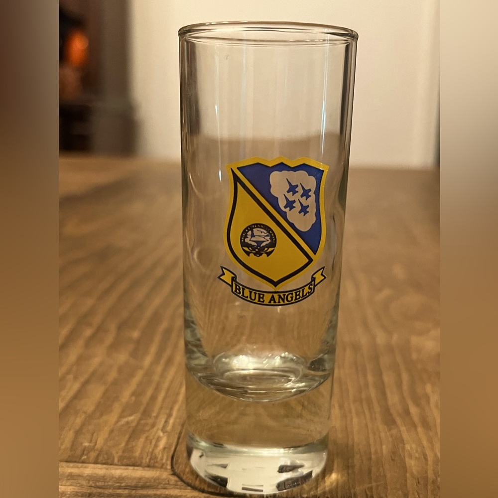 U.S. Navy Blue Angels Shot Glass Blue Hornet Fighter Air Plane